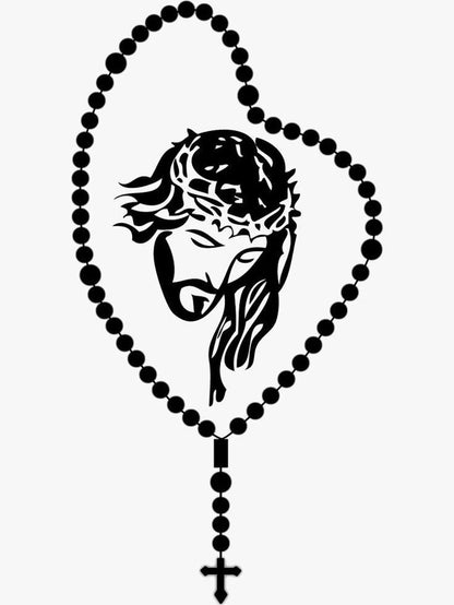 Jesus Rosary Cross Metal Wall Art