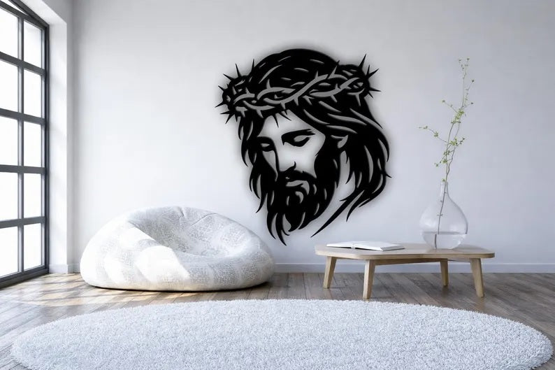Jesus Christ SVG DXF | Crown of Thorns Laser Cut Wall Art | Christian Religious Cricut Glowforge Plasma Cut File E-33