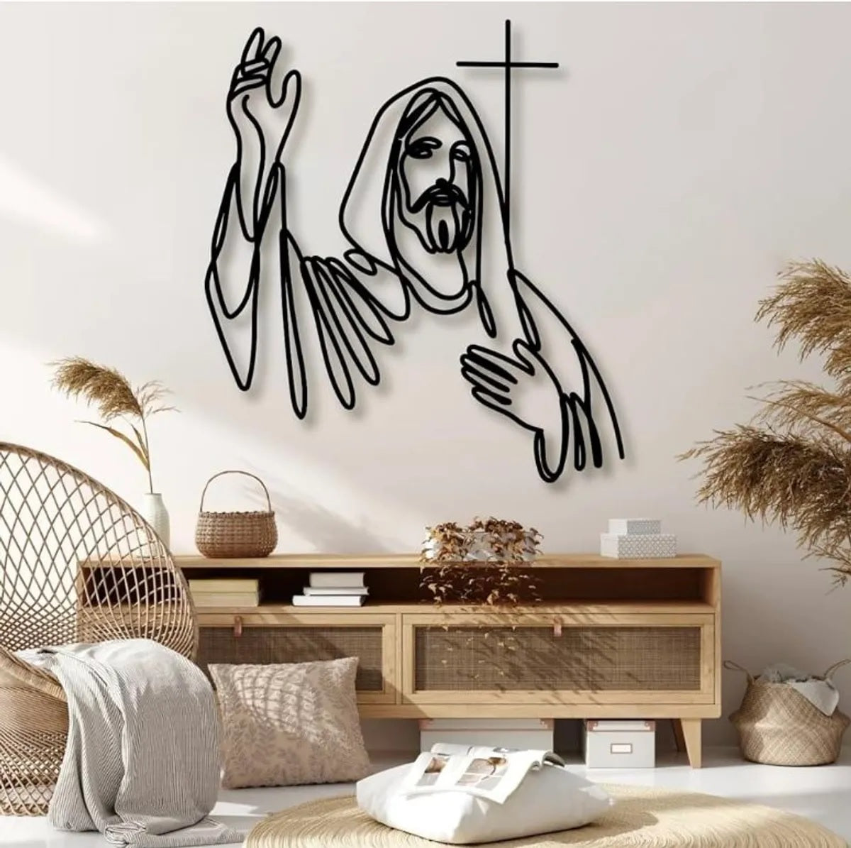 Jesus Christ Metal Wall Art Decor With Cross Metal Wall
