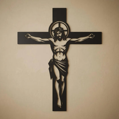 Jesus Christ Crucifix wall Cross black metal religious 60 CMwalll decor