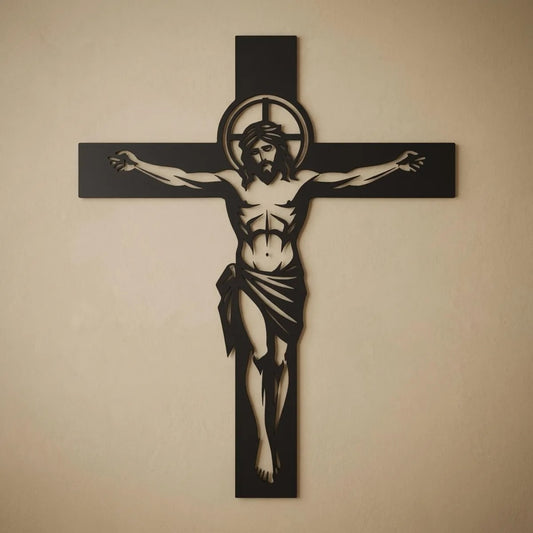 Jesus Christ Crucifix wall Cross black metal religious walll decor