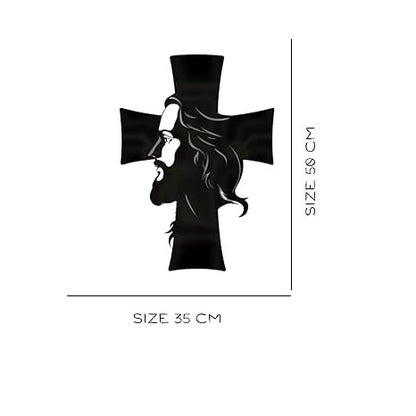 Metal Wall Art, Metal Jesus Wall Decor, Metal Jesus and the Cross Decor,Large Jesus Metal Wall Art, Christian Home Decor, Jesus Cross Decor (50x35x1.5 CM)