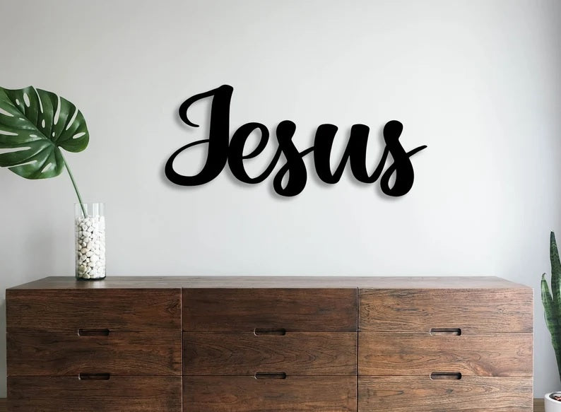 Jesus Metal Sign | Faith Sign | Cursive Jesus Metal Sign | Home Decor | Jesus Sign Metal | Faith Word Art | Christian Metal Word Art