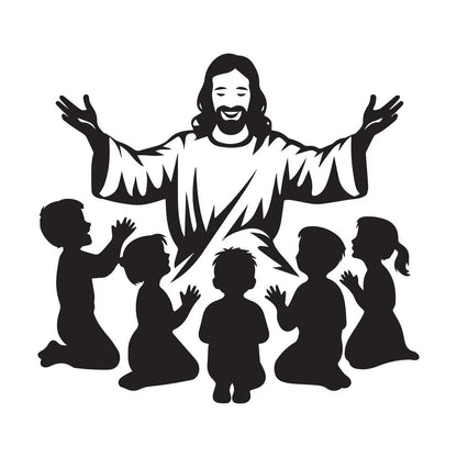 Jesus With Children Religious Metal Wall