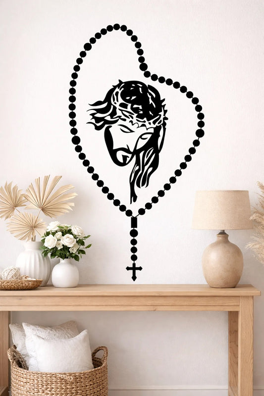 Jesus Rosary Cross Metal Wall Art