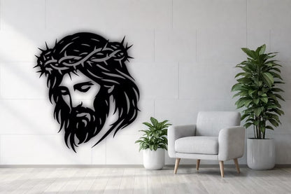 Jesus Christ SVG DXF | Crown of Thorns Laser Cut Wall Art | Christian Religious Cricut Glowforge Plasma Cut File E-33