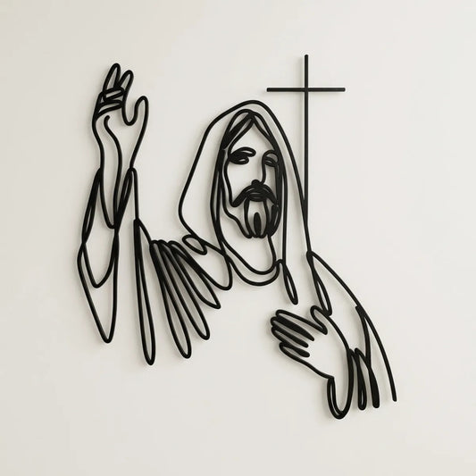 Jesus Christ Metal Wall Art Decor With Cross Metal Wall