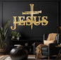 Jesus The Way The Truth The Life Metal Wall Art, Metal Jesus Cross Wall Decor, Cross Wall Mount, Christian Art, Religious Room Decor, Gift for Christian (Gold 1,