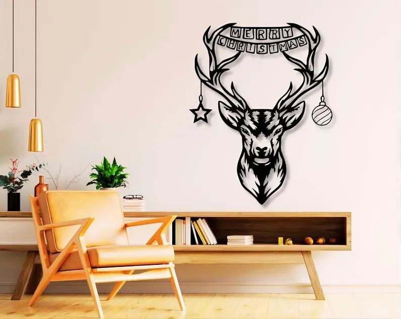 Christmas Deer CNC Plasma &amp; Laser Cut File (45 × 43 × 2 cm) M-3