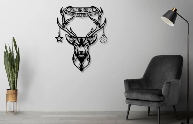 Christmas Deer CNC Plasma &amp; Laser Cut File (45 × 43 × 2 cm) M-3