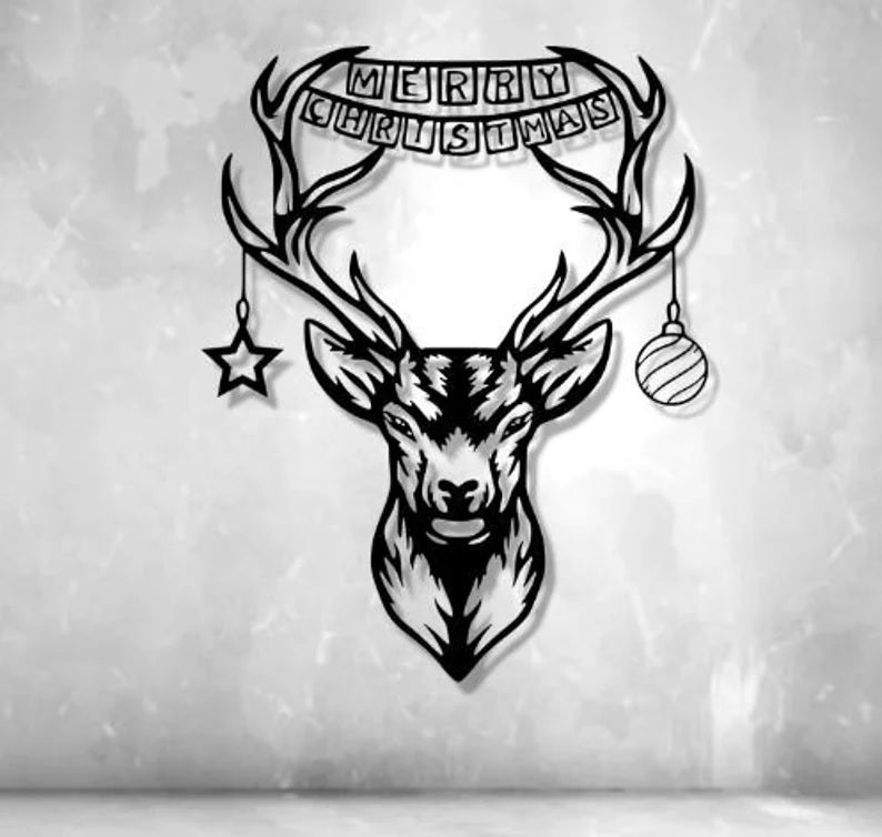 Christmas Deer CNC Plasma &amp; Laser Cut File (45 × 43 × 2 cm) M-3