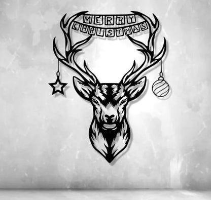 Christmas Deer CNC Plasma &amp; Laser Cut File (45 × 43 × 2 cm) M-3