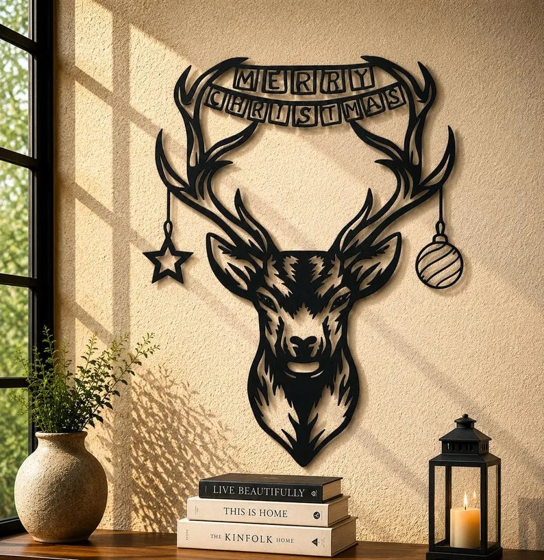 Christmas Deer CNC Plasma &amp; Laser Cut File (45 × 43 × 2 cm) M-3