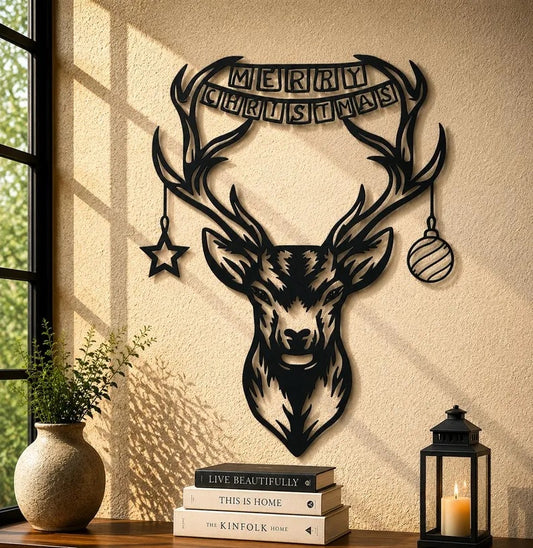 Christmas Deer CNC Plasma &amp; Laser Cut File  (45 × 45 × 2 cm) (45 × 43 × 2 cm) M-3