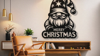 Christmas Gnome Metal Wall Art – (45 × 45 × 2 cm) C-8