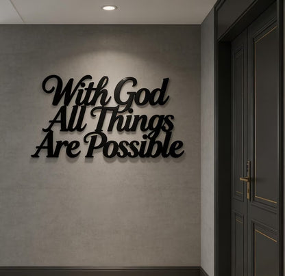 With God All Things Are Possible Sign,Religious Wall Art Living Room Decor,Metal Wall Art,Christian Gift For Mom Her,Biblical Wall Hanging