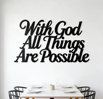 With God All Things Are Possible Sign,Religious Wall Art Living Room Decor,Metal Wall Art,Christian Gift For Mom Her,Biblical Wall Hanging